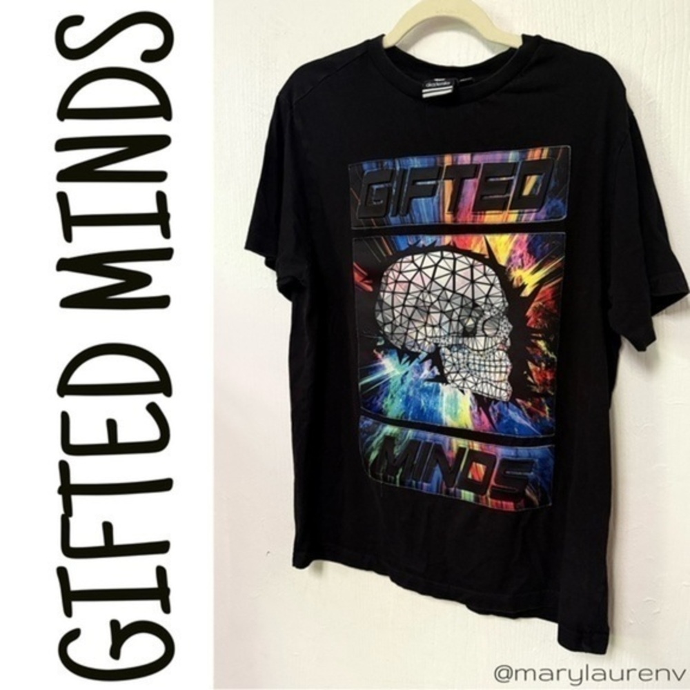 Akademiks Gifted Minds Y2K Cyberpunk Skull Graphic Tee Black Streetwear Men's M